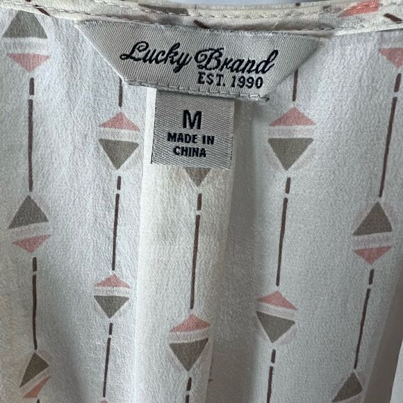 Lucky Brand 100% silk Boho Crossover Blouse size medium - Picture 9 of 14